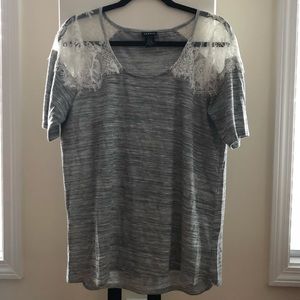 Torrid Lace Shoulder Short Sleeve Shirt, Size 0